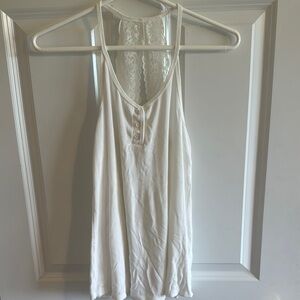 Anthropologie White Lace Racerback Tank